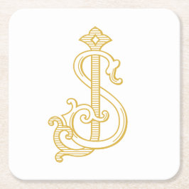 編集可能カラーSJモノグラムJSロゴコースター スクエアペーパーコースター