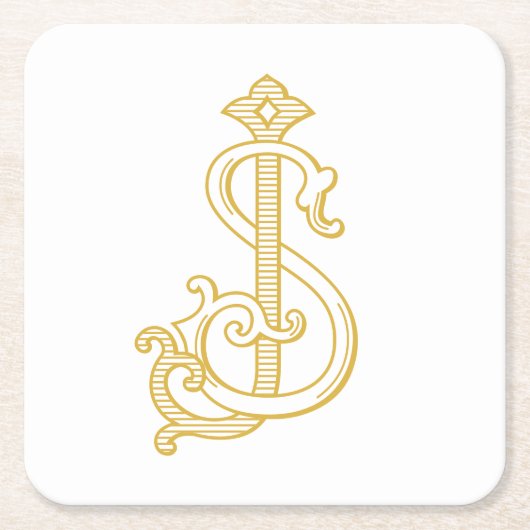 編集可能カラーSJモノグラムJSロゴコースター スクエアペーパーコースター (正面)