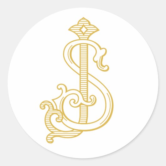 編集可能カラーSJ Monogram JS Monogramステッカー ラウンドシール (正面)