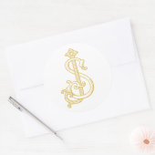 編集可能カラーSJ Monogram JS Monogramステッカー ラウンドシール (封筒)