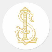 編集可能カラーSLモノグラムまたはLSモノグラムステッカー ラウンドシール (正面)