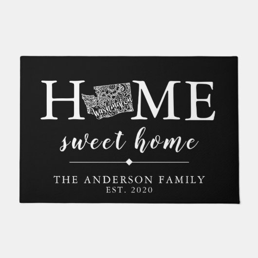 編集可能カラーWASHINGTONパーソナライズされた州 ドアマット (正面)