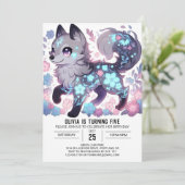 編集可能ガールウルフデジタル誕生日 招待状 (スタンド正面)
