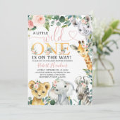 編集可能ガールサファリベビーシャワー招待状 招待状 (スタンド正面)