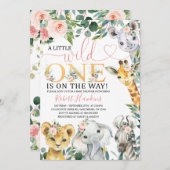 編集可能ガールサファリベビーシャワー招待状 招待状 (正面/裏面)