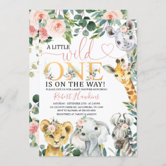 編集可能ガールサファリベビーシャワー招待状 招待状