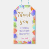 編集可能ガールズアートパーティーの好意ラベルカラフル ギフトタグ (正面)
