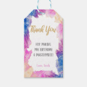 編集可能ガールズアートパーティーフェイスパークル付きラベル ギフトタグ (正面)