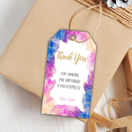 編集可能ガールズアートパーティーフェイスパークル付きラベル ギフトタグ