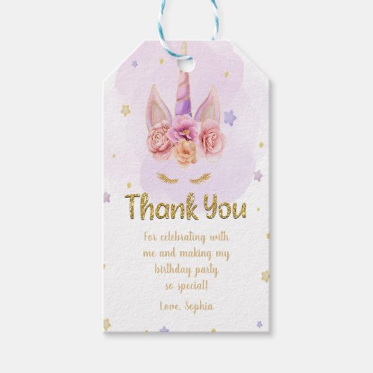 編集可能ガールズパーティーフェイスパークルラベル付きテーマ ギフトタグ (正面)