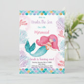 編集可能ガールズ海テーマパーティーカードとStarfis 招待状 (スタンド正面)