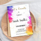 編集可能キッズアートパーティーありがとう招待状カード 招待状