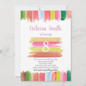 編集可能キッズアートパーティーカードはっきりした年齢デザイン 招待状 (正面)