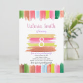 編集可能キッズアートパーティーカードはっきりした年齢デザイン 招待状 (スタンド正面)