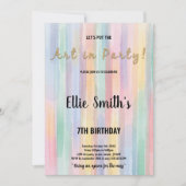 編集可能キッズアートパーティーカード(ブラシ付カラフル) 招待状 (正面)