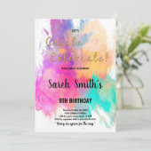 編集可能キッズアートパーティー招待状とカラスプラッシュ 招待状 (スタンド正面)