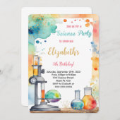 編集可能キッズサイエンスバースデーパーティー 招待状 (正面/裏面)