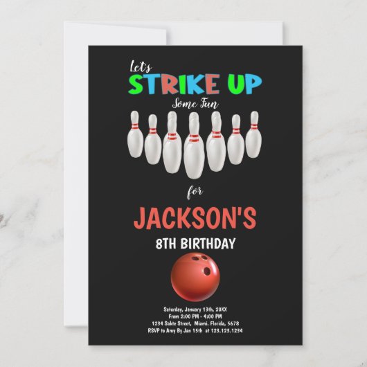 編集可能キッズストライクパーティー招待状 招待状 (正面)