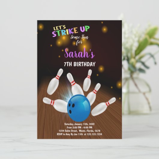 編集可能キッズストライクパーティー招待状for Boys 招待状 (スタンド正面)