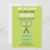 編集可能キッズスポーツパーティーカードとラケット&ボール 招待状 (正面)