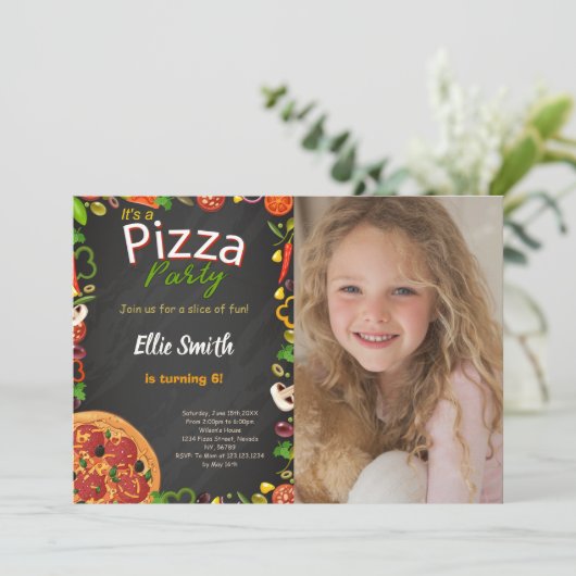 編集可能キッズフードテーマカード 招待状 (スタンド正面)