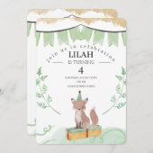 編集可能キツネ誕生日招待状 | 森林動物 招待状 (正面/裏面)