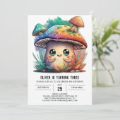 編集可能キノコ子供の誕生日招待状 招待状 (スタンド正面)