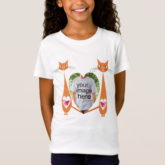 編集可能キャットラブハートカスタムデザイン Tシャツ (正面)