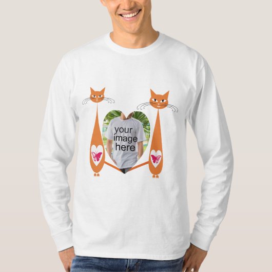 編集可能キャットラブハートカスタムデザイン Tシャツ (正面)
