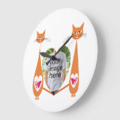 編集可能キャットラブハート – カスタムデザイン ラージ壁時計 (傾斜)