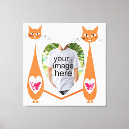 編集可能キャットラブハート-カスタム文字デザイン キャンバスプリント