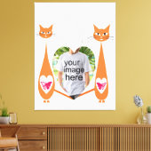 編集可能キャットラブハート-カスタム文字デザイン キャンバスプリント (インサイチュ (リビング))