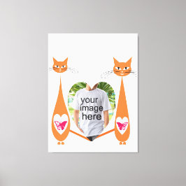 編集可能キャットラブハート-カスタム文字デザイン キャンバスプリント