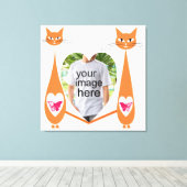 編集可能キャットラブハート-カスタム文字デザイン キャンバスプリント (インサイチュ (ウッドフロア))