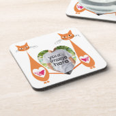 編集可能キャットラブハート-カスタム文字デザイン コースター (左側)