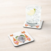 編集可能キャットラブハート-カスタム文字デザイン コースター (右側)