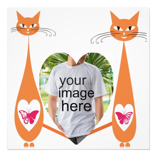 編集可能キャットラブハート-カスタム文字デザイン フォトプリント            (正面)