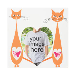 編集可能キャットラブハート-カスタム文字デザイン メタルプリント