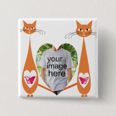 編集可能キャットラブハート-カスタム文字デザイン 缶バッジ (正面)