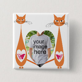 編集可能キャットラブハート-カスタム文字デザイン 缶バッジ