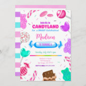 編集可能キャンディランド誕生日招待状 招待状 (正面/裏面)