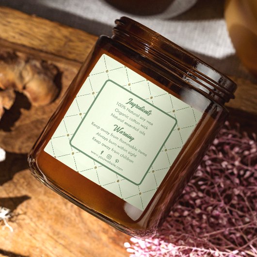 編集可能キャンドルラベル(背面)デザイン(緑レトロ) スクエアシール