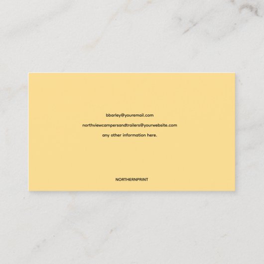 編集可能キャンパーとトレーラーの販売 名刺 (裏面)