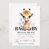 編集可能キリン赤ちゃんシャワー女の子ベビシャワー (正面/裏面)