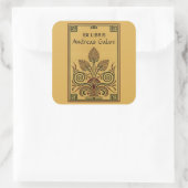 編集可能ギリシャのリーフパターン蔵書票 スクエアシール (バッグ)