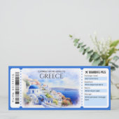 編集可能ギリシャ搭乗パス飛行機チケット 招待状 (スタンド正面)