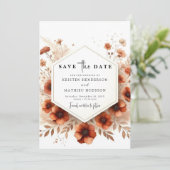 編集可能クラシックなテラコッタ結婚ズ セーブザデート (スタンド正面)