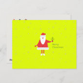 編集可能クリスマスのサンタのモダンで平らでカスタムな色 シーズンポストカード (正面/裏面)