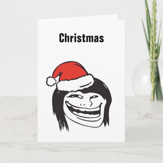 編集可能クリスマスのMeme Troll Le Me Womanのカスタム シーズンカード (正面)