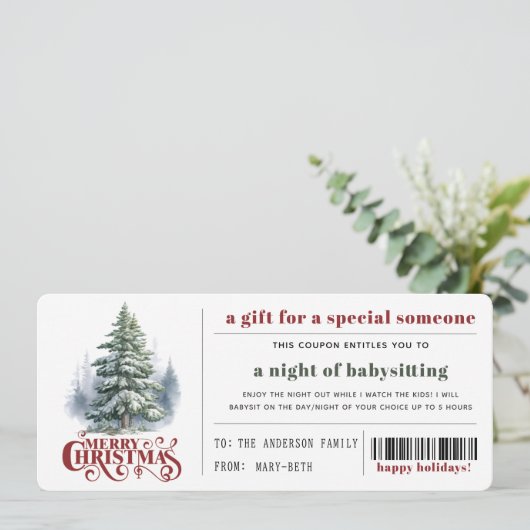 編集可能クリスマスギフトクーポン証明書 カード (スタンド正面)